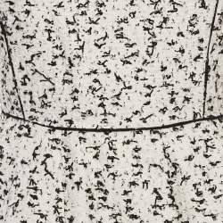 Pre Owned Oscar de la Renta White Tweed Cut-Out Scallop Short Dress M