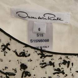 Pre Owned Oscar de la Renta White Tweed Cut-Out Scallop Short Dress M