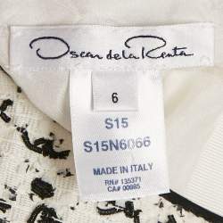 Pre Owned Oscar de la Renta White Tweed Cut-Out Scallop Short Dress M
