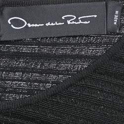 Pre Owned Oscar de la Renta Black Patterned Silk Blend Knit Short Dress XL