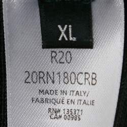 Pre Owned Oscar de la Renta Black Patterned Silk Blend Knit Short Dress XL