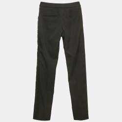 Pre Owned Oscar de la Renta Black Gabardine Wool Trousers XS