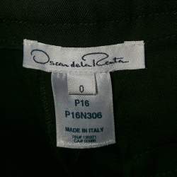 Pre Owned Oscar de la Renta Black Gabardine Wool Trousers XS