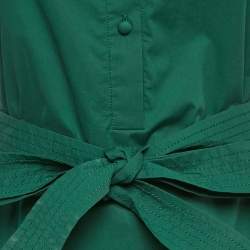 مملوكة مسبقًا Oscar de la Renta Green Cotton Ruffled Sleeveless Short Dress XS