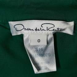 مملوكة مسبقًا Oscar de la Renta Green Cotton Ruffled Sleeveless Short Dress XS