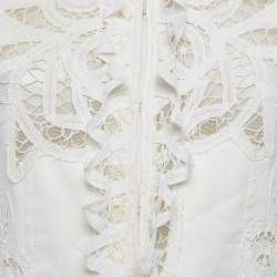 Pre Owned Oscar de la Renta Cream Lace Jacket S