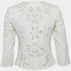 Pre Owned Oscar de la Renta Cream Lace Jacket S