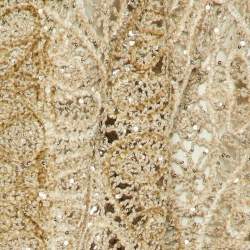 Pre Owned Oscar de la Renta Beige Sequin Patterned Lace Open Front Jacket L