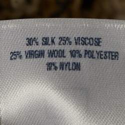 Pre Owned Oscar de la Renta Beige Sequin Patterned Lace Open Front Jacket L