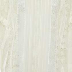 Pre Owned فستان عباية ماكسي شفاف من الدانتيل الأبيض أوسكار دي لا رينتا مقاس صغير