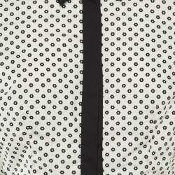 Pre Owned Oscar de la Renta Monochrome Floral Printed Cotton Maxi Dress M