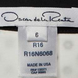 Pre Owned Oscar de la Renta Monochrome Floral Printed Cotton Maxi Dress M