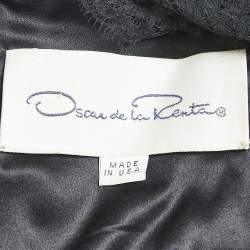 Pre Owned Oscar de la Renta Black Lace Trim Velvet Maxi Dress M