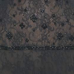 مملوكة مسبقًا Oscar de la Renta Vintage Black Embellished Lace and Crepe Long Dress S