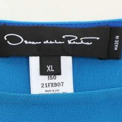 Oscar de la Renta Blue Silk Blend Kaftan XL