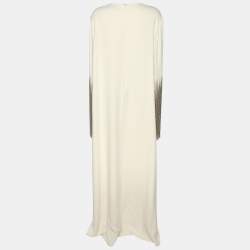 Oscar de la Renta Cream Crepe Beaded Fringe Caftan XL