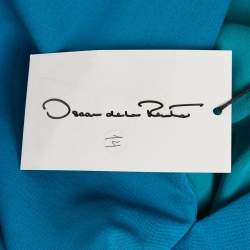 Oscar de la Renta Blue Wool Ruched Midi Dress XL