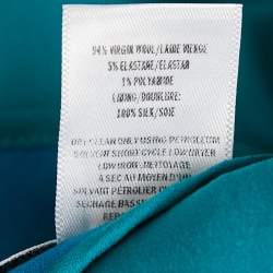 Oscar de la Renta Blue Wool Ruched Midi Dress XL