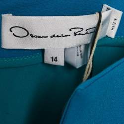 Oscar de la Renta Blue Wool Ruched Midi Dress XL