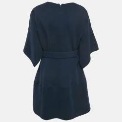 Pre Owned Oscar de la Renta Blue Wool Short Dress XL