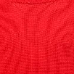 Oscar de la Renta Red Wool Rib Knit Turtle Neck Sweater S
