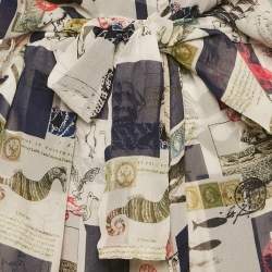 Oscar de la Renta Multicolor Multiprinted Silk Wrap Tie Top M