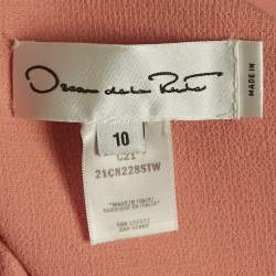 Oscar de la Renta Peachy Pink Virgin Wool Tie-Up Detail Mini Dress L