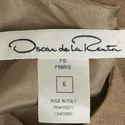 Oscar de la Renta Brown Camel Wool Belted Sleeveless Jumpsuit M