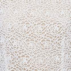 Pre Owned Oscar de la Renta White Lace and Crepe Sleeveless Top M