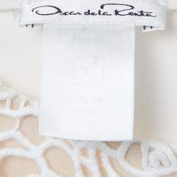 Pre Owned Oscar de la Renta White Lace and Crepe Sleeveless Top M