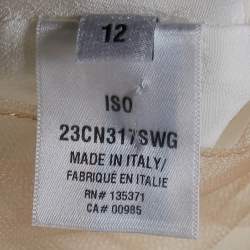 Pre Owned Oscar de la Renta White Tulle Trim Wool One Shoulder Jumpsuit L