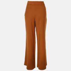 Pre Owned Oscar de la Renta Brown Cupro Palazzo Pants S