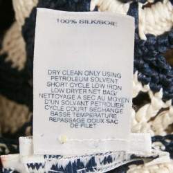 Pre Owned Oscar de la Renta Blue/Cream Patterned Crochet Top M