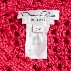 Pre Owned Oscar de la Renta Pink Crochet Sheer Top S