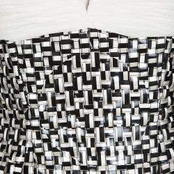 Pre Owned فستان طويل أوسكار دي لا رينتا حرير مكشكش مزخرف مموج باسكت بيج فاتح S