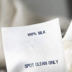 Pre Owned فستان طويل أوسكار دي لا رينتا حرير مكشكش مزخرف مموج باسكت بيج فاتح S