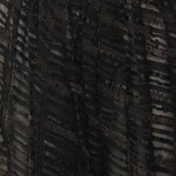 Pre Owned Oscar de la Renta Black Lace and Leather Midi Skirt M