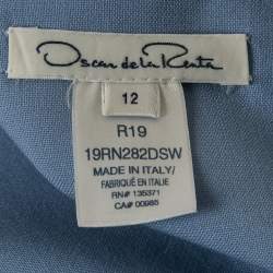 Pre Owned Oscar de la Renta Blue Crepe Ruffled Midi Dress XL