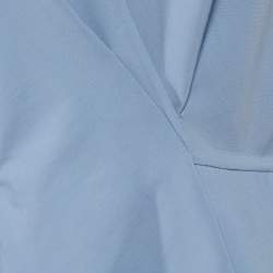 Pre Owned Oscar de la Renta Blue Crepe Ruffled Midi Dress XL