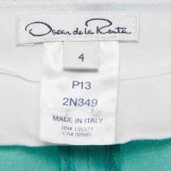 Pre Owned Oscar de la Renta Aqua Green Wool & Silk Formal Trousers S