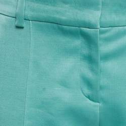 Pre Owned Oscar de la Renta Aqua Green Wool & Silk Formal Trousers S