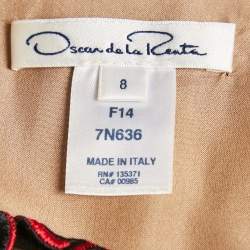 Pre Owned Oscar de la Renta Black /Red Lace Sleeveless Mini Dress M