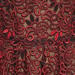 Pre Owned Oscar de la Renta Black /Red Lace Sleeveless Mini Dress M