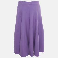 Pre Owned Oscar de la Renta Purple Wool Pleated Midi Skirt M