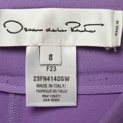Pre Owned Oscar de la Renta Purple Wool Pleated Midi Skirt M