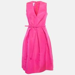 مملوكة مسبقًا Oscar de la Renta Pink Taffeta Silk Shorts Dress M