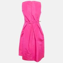 مملوكة مسبقًا Oscar de la Renta Pink Taffeta Silk Shorts Dress M