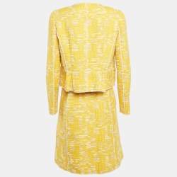مملوكة مسبقًا Oscar de la Renta Yellow Embellished Cotton Blend Jacket & Skirt Set M