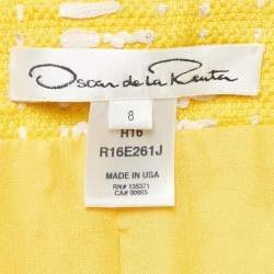 مملوكة مسبقًا Oscar de la Renta Yellow Embellished Cotton Blend Jacket & Skirt Set M