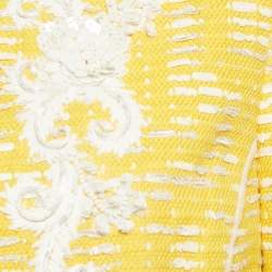 مملوكة مسبقًا Oscar de la Renta Yellow Embellished Cotton Blend Jacket & Skirt Set M